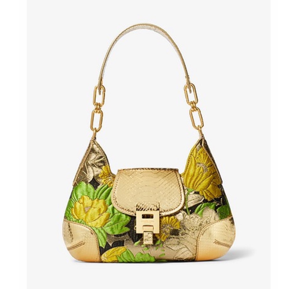 Michael Kors Collection Bancroft floral bag gold
